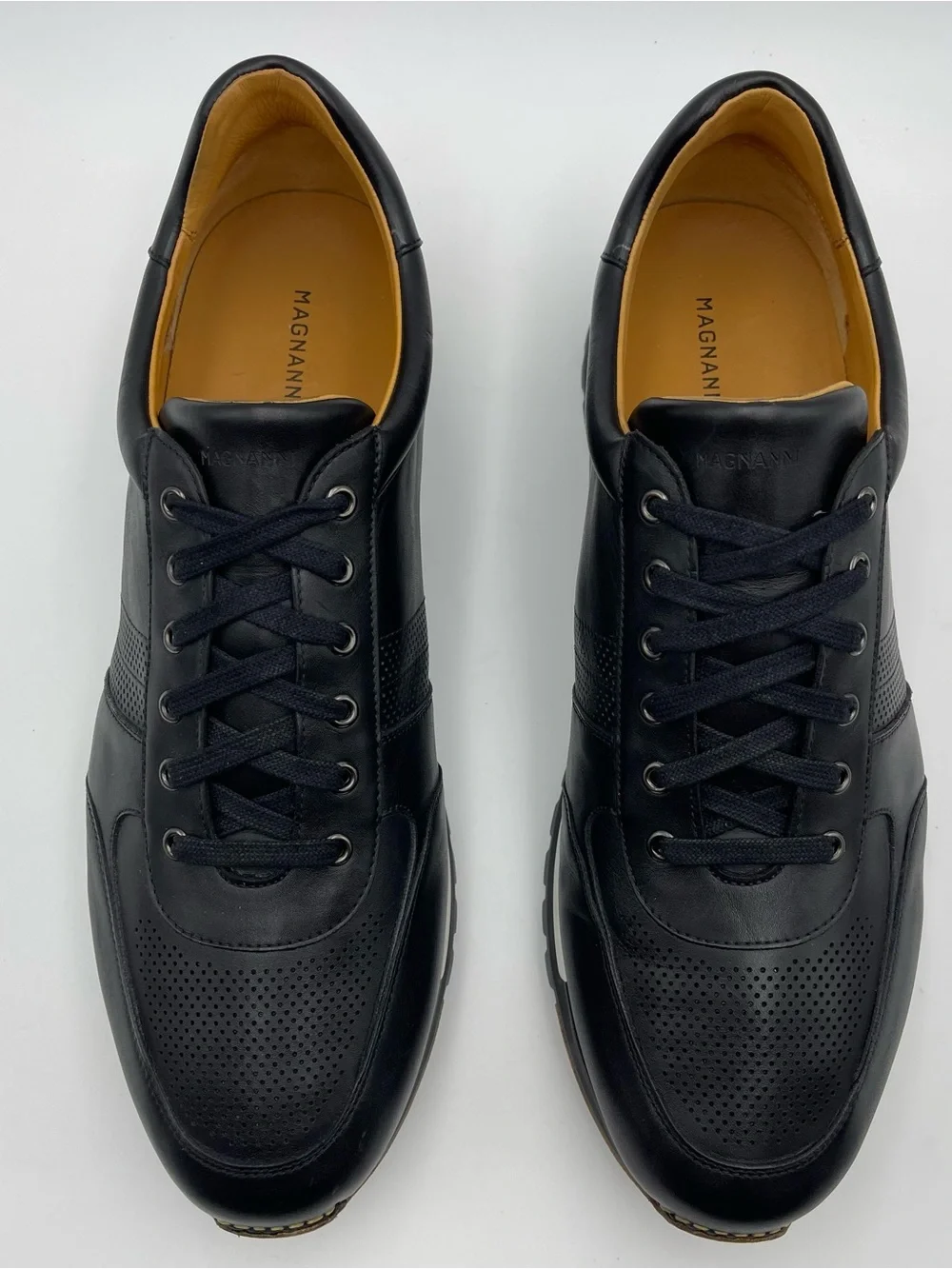 Magnanni SZ 14-EU 47-Luxe Black Calfskin Leather Lizard Sneaker Shoes-MSRP $495